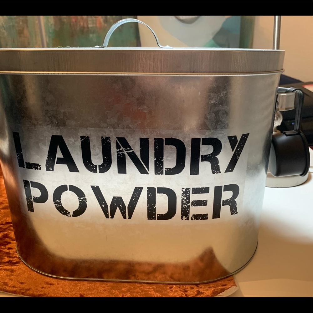 NEW Laundry metal container silver and black